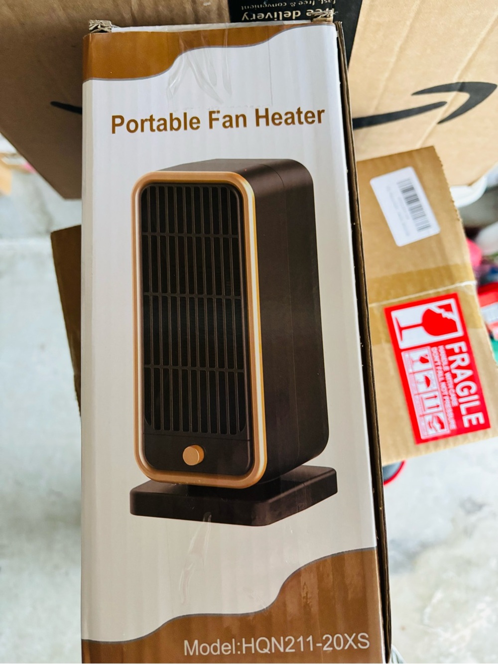 Portable Fan Heater - Brown with Gold Trim